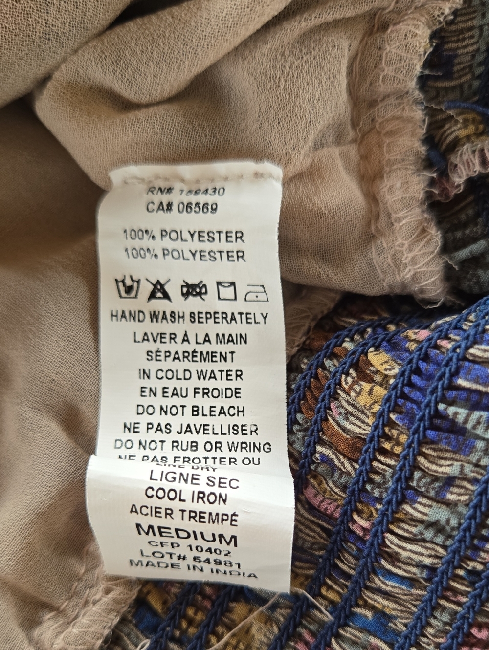Elan Blue Tapestry Peasant Blouse M Boho Artsy Ruffle Smocked Business Flirty - Picture 6 of 10